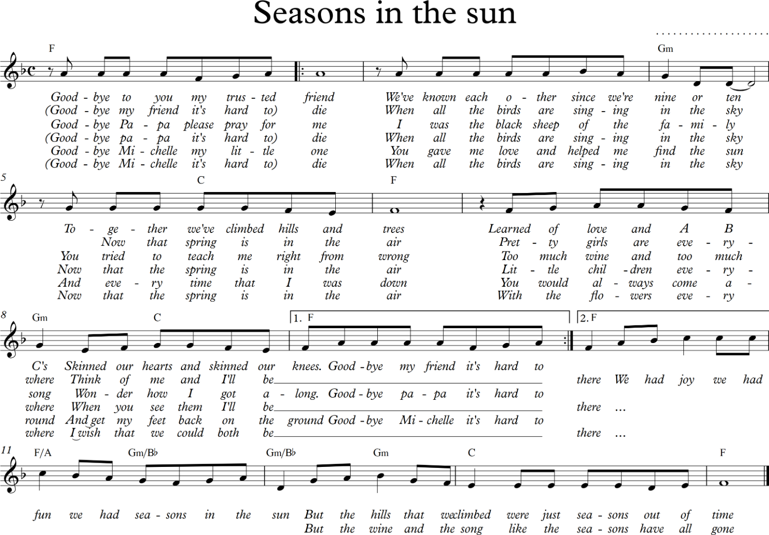 Seasons in the sun – Những mùa nắng đẹp